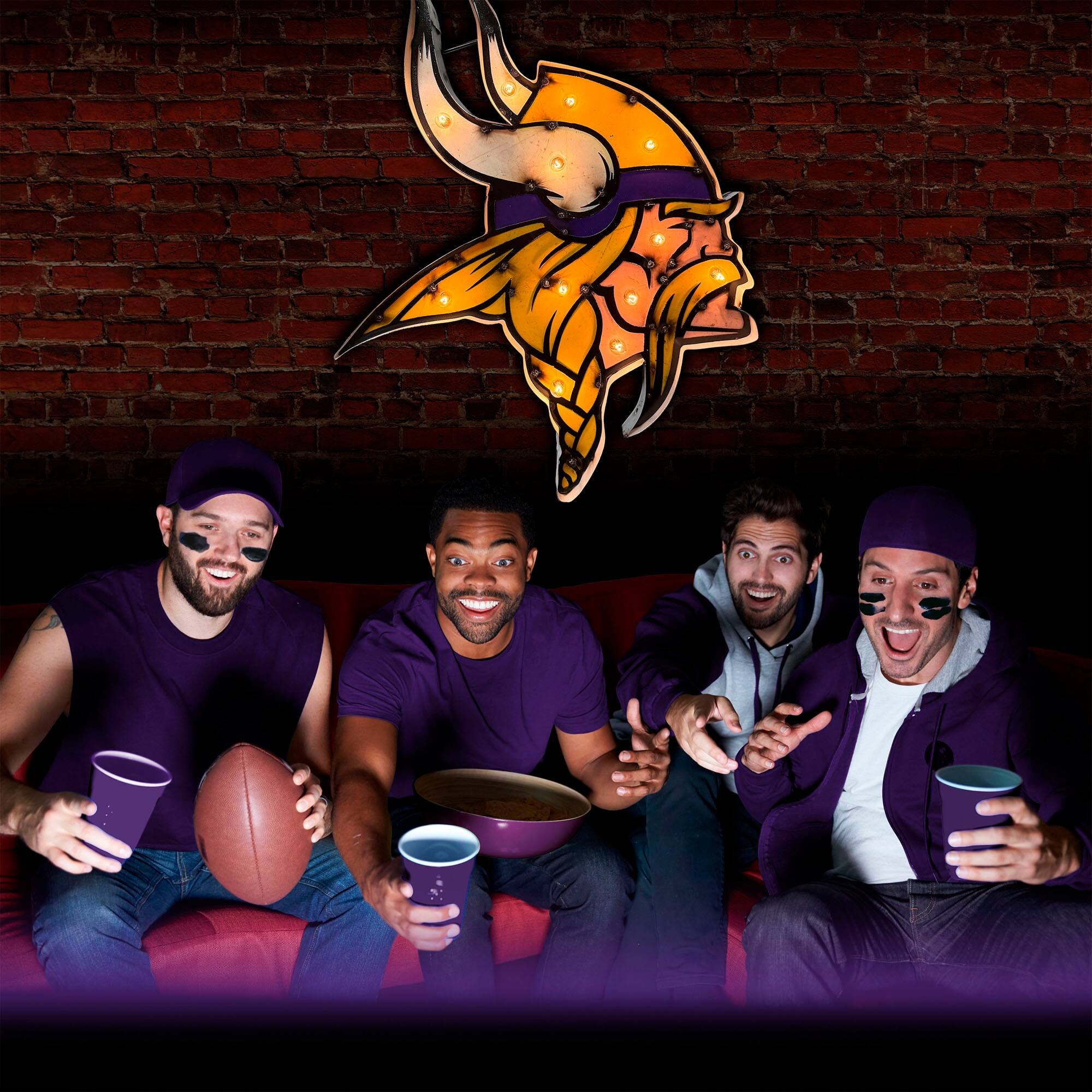 Alt View 2. Imperial - Minnesota Vikings Logo Lighted Recycled Metal Sign - Purple.