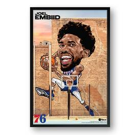 Sporticulture - Joel Embiid Philadelphia 76ers Framed 27" x 39" Player Caricature Art - Multicolor