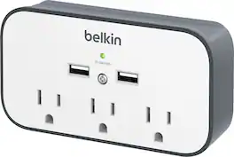 Belkin - USB Wall Mount Surge Protector with Cradle - White