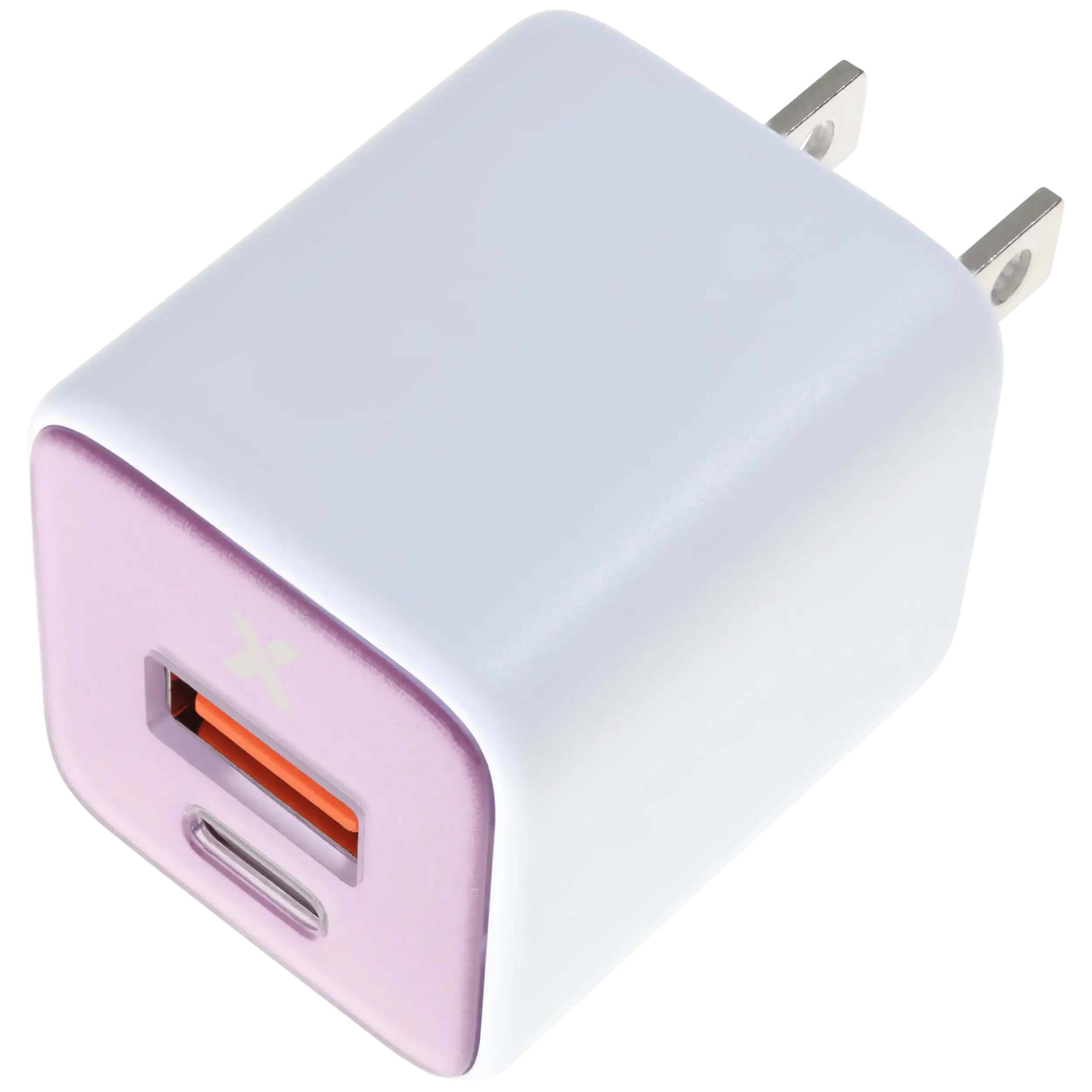 Alt View 2. Ampsentrix - 30W 2-in-1 USB-C / USB-A GaN Wall Power Adapter Charger - Pink - Pink.
