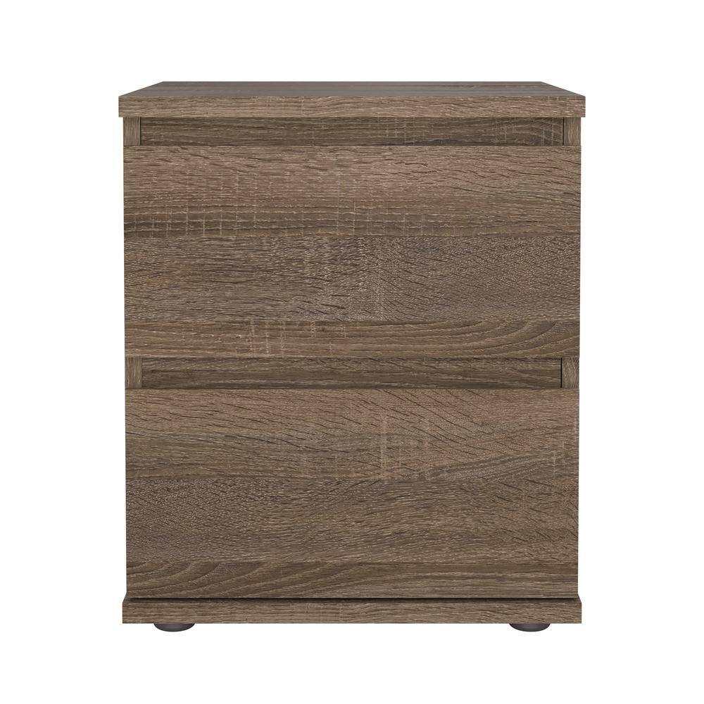 Angle. Tvilum - Aurora 2 Drawer Nightstand, Truffle Oak - Brown.