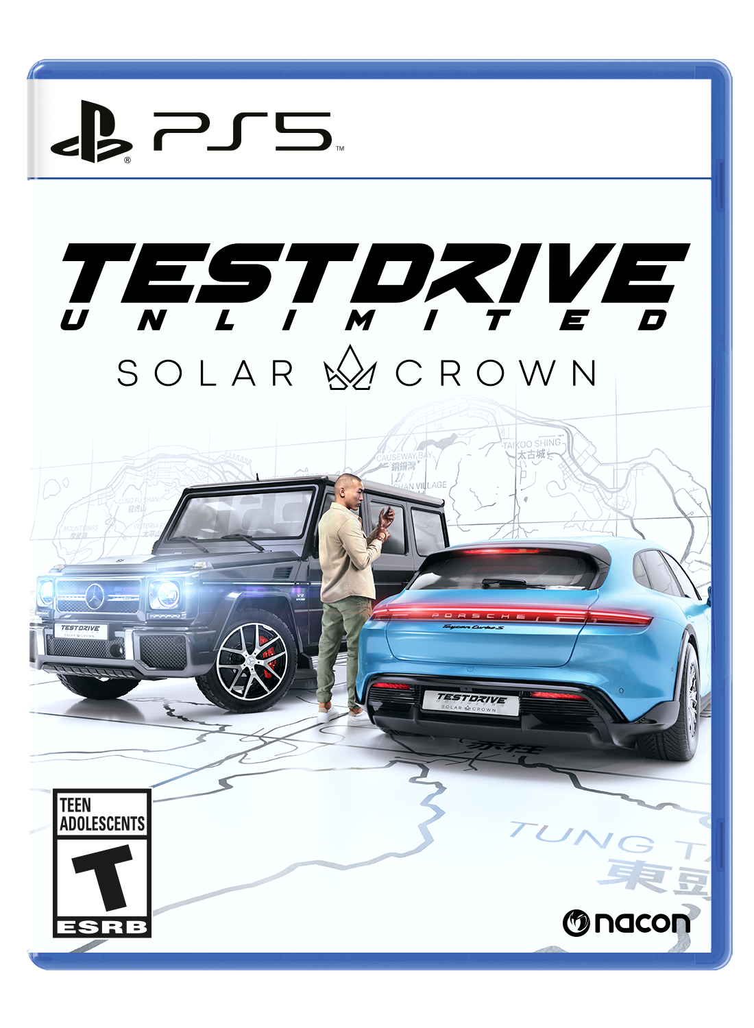 PS5  
TESTDRIVE UNLIMITED  
SOLAR CROWN  

TEEN ADOLESCENTS  
ESRB  

nacon