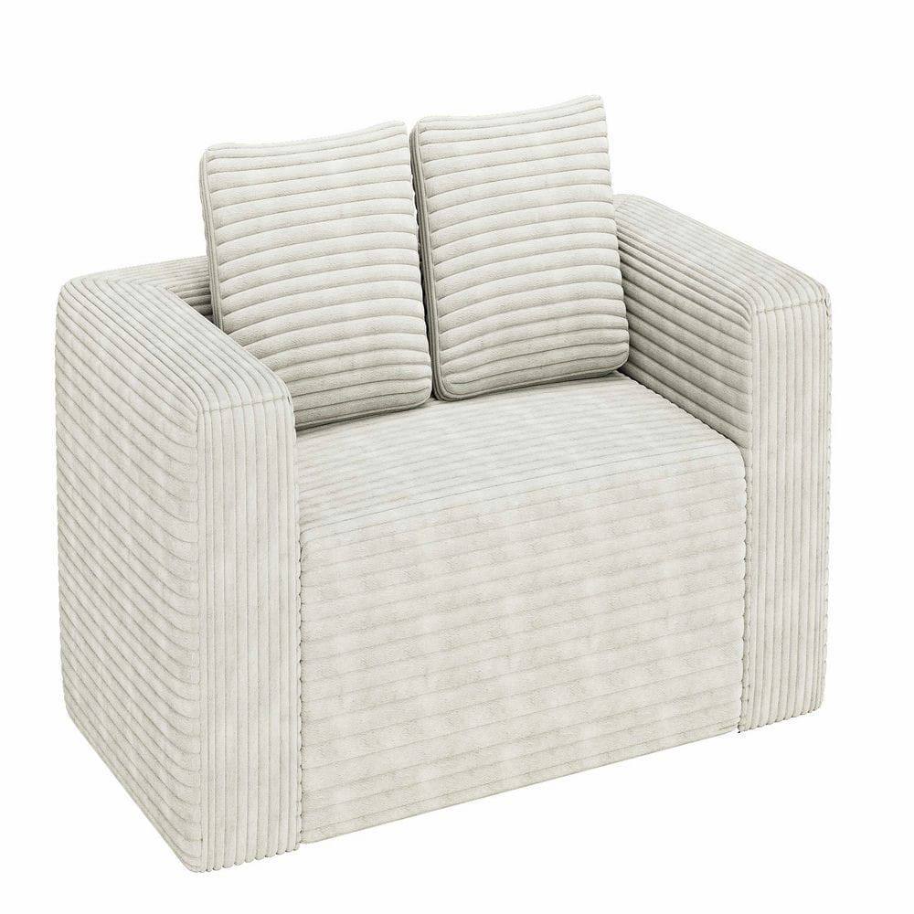 Alt View 6. Kadyn - 2-Seater Corduroy Memory Foam Floor Sofa in a Box, No Assembly for Living Room - White.