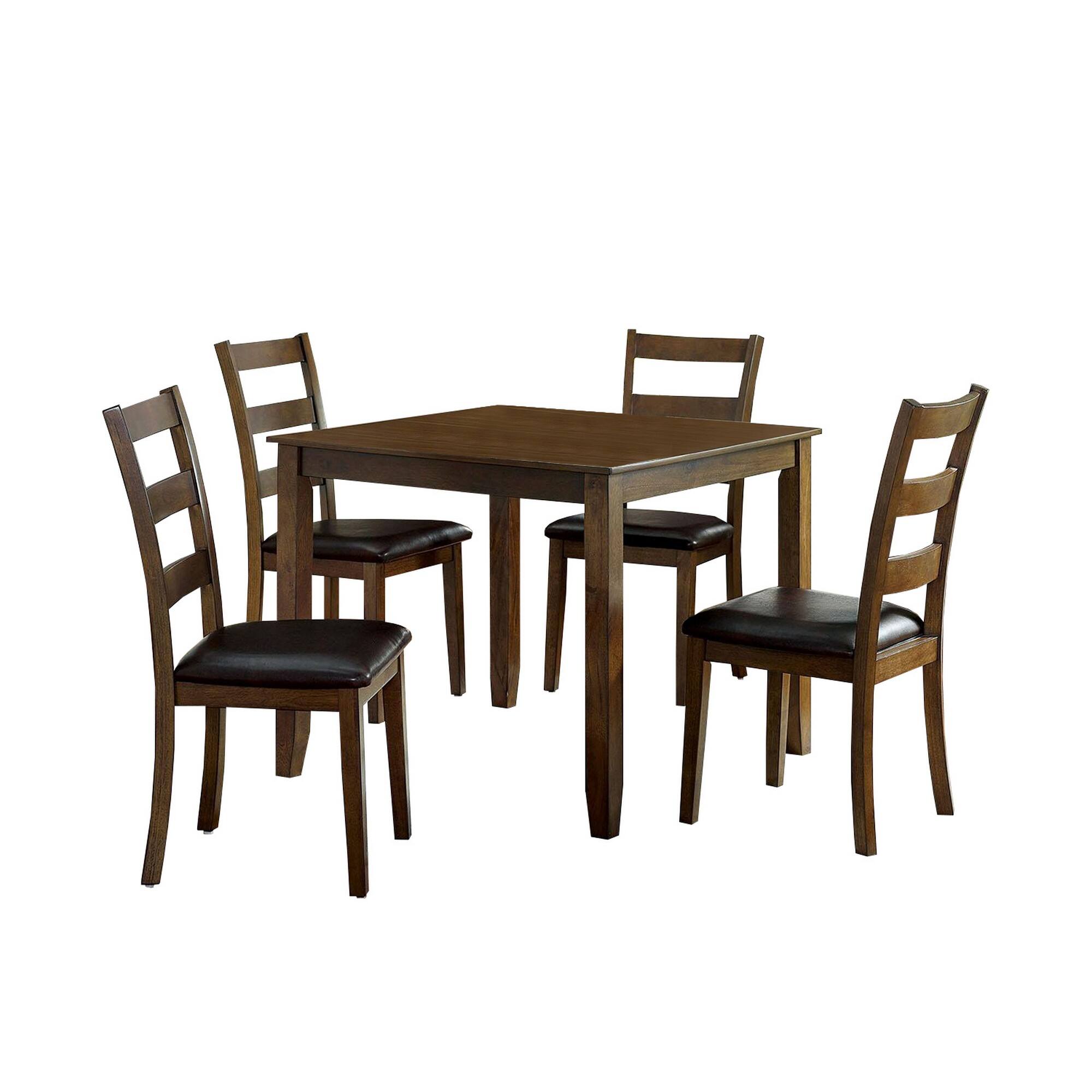 Manhattan Lane - 5 Piece Dining Table Set with Leatherette Seating - Brown