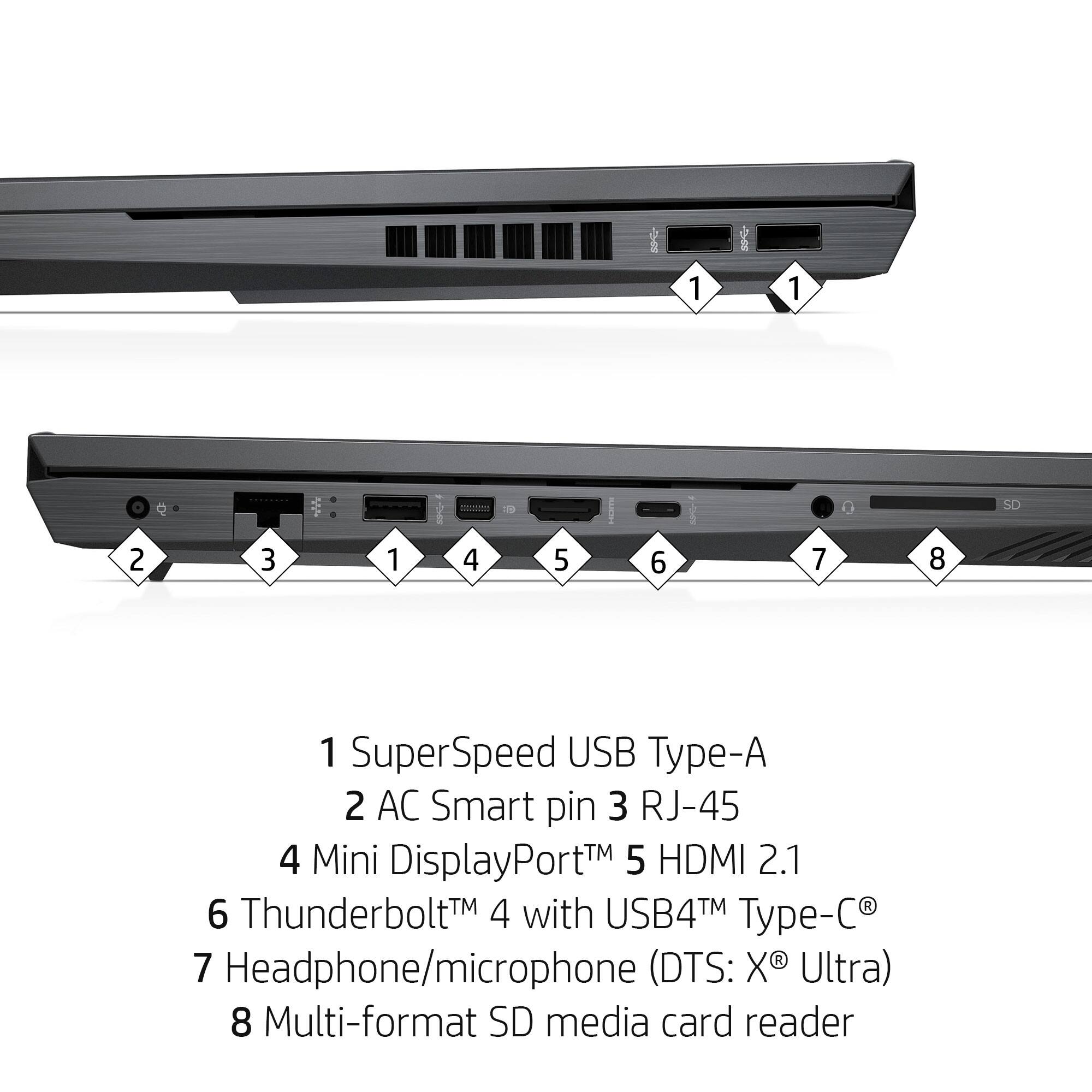 Alt View 4. HP OMEN - 16.1" Gaming Laptop - AMD Ryzen 7 5800H - 16GB Memory - AMD Radeon RX 6600M - 1TB SSD.