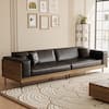 Front. luck idea - Luck idea 106.3" Contemporary Leather Sofa Couch with Solid Wood Frame, Metal Legs and 3 Accent Pillows - White and Brown.