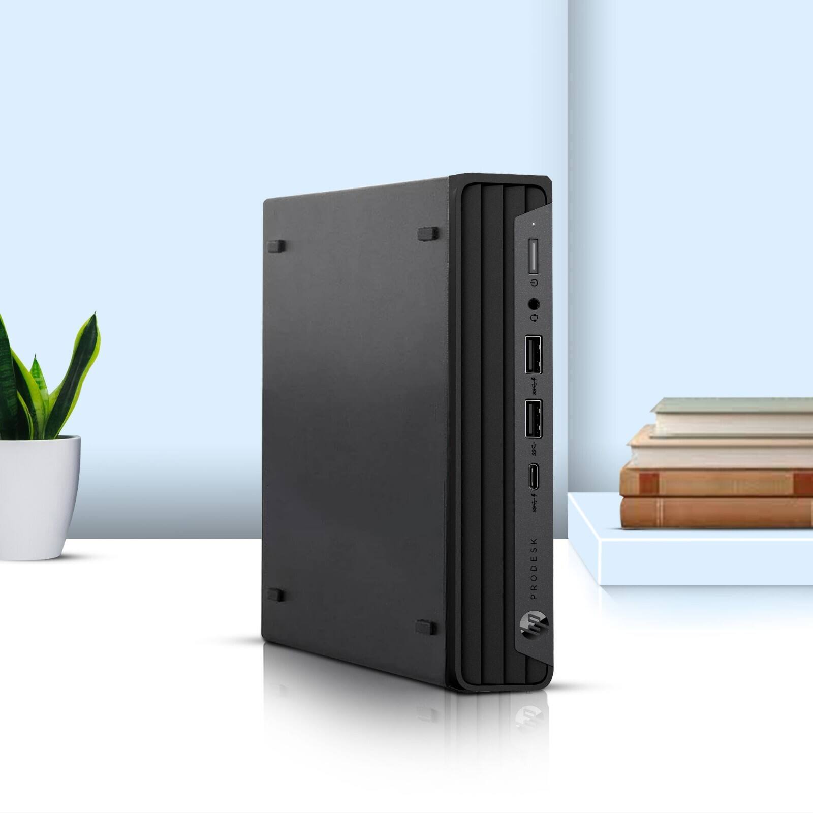 Left. HP - Mini G6 Tiny Desktop Computer PC | Intel i5-10th | 8GB RAM | 256GB SSD | KB & Mouse | Wi-Fi | Win11 - Black.