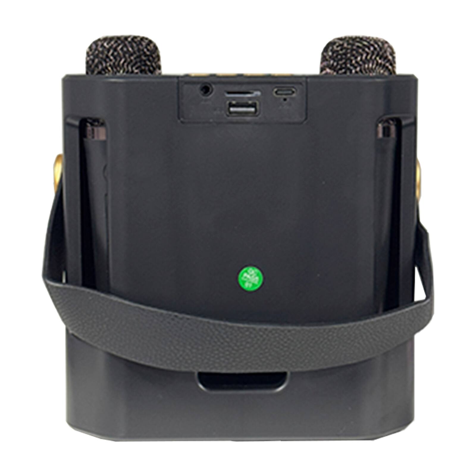 Alt View 5. Topteng - 10W Portable Karaoke Speaker with 2 Wireless Mics - Bluetooth 5.3, TF/USB/AUX, 2000mAh Battery for Home & Outdoor​-Black - Black.