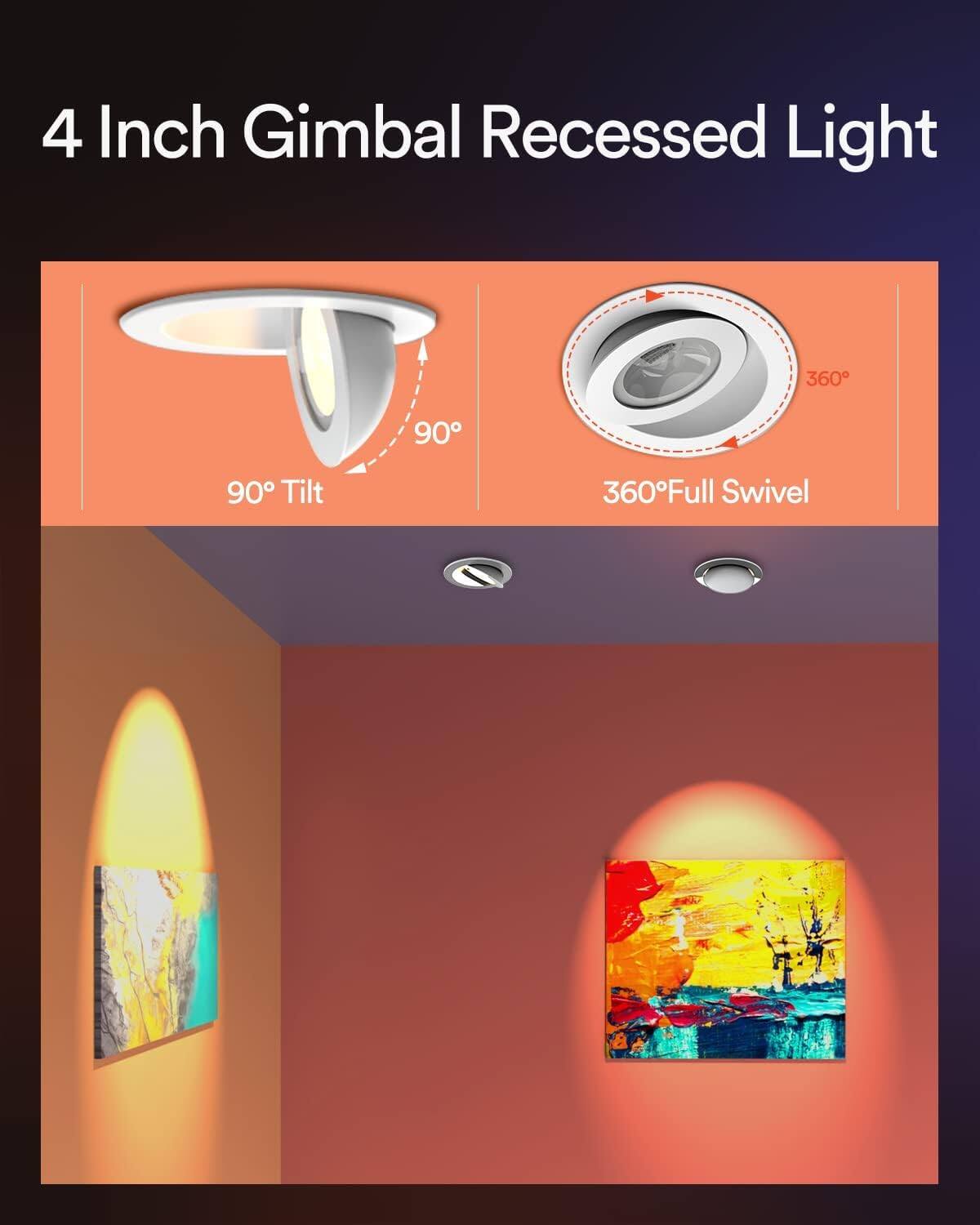 4 Inch Gimbal Recessed Light 360° 90° Tilt 360° Full Swivel