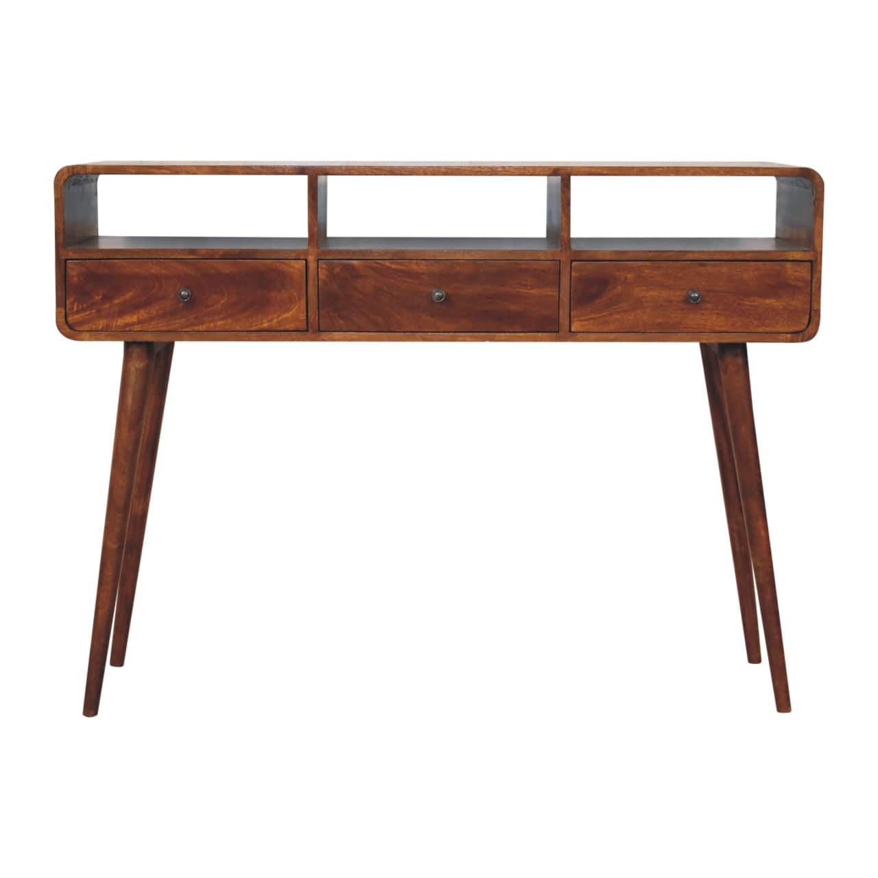 Artisan Furniture - Solid Wood Triple Curved Chestnut Console Table - Brown