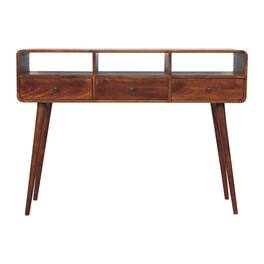 Artisan Furniture - Solid Wood Triple Curved Chestnut Console Table - Brown