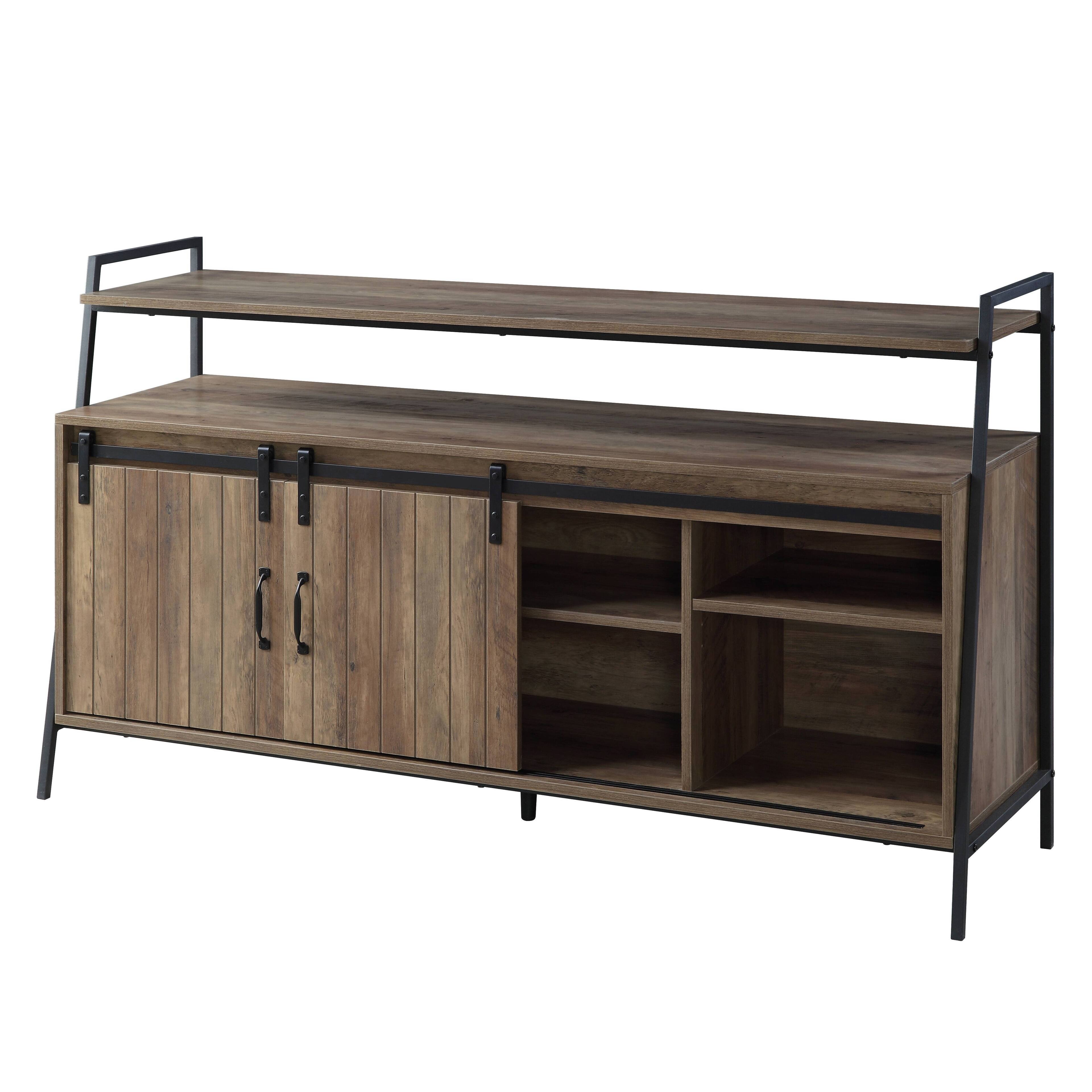 Alt View 5. Spaco - Spaco TV Stand for TVs Up to 58 Inch, Sliding Barn Door Media Console with 6 Storage Compartments, Metal Frame - Oak.