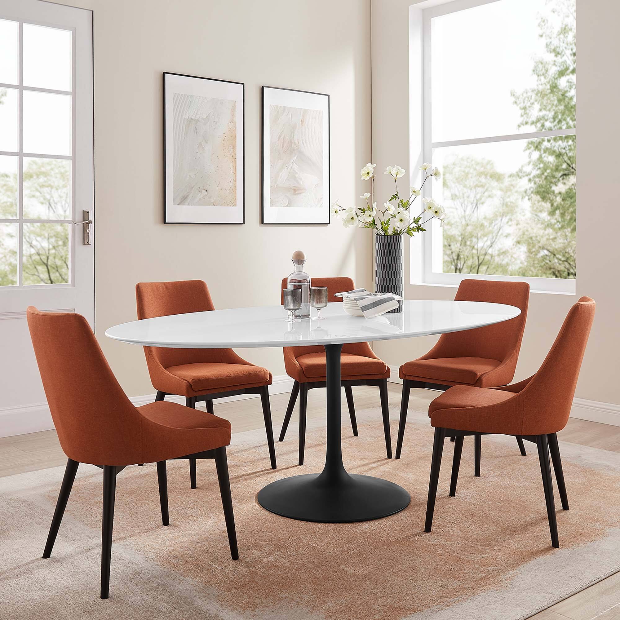 Alt View 5. Modway - Lippa 78" Oval Wood Dining Table by Modway - Black White.