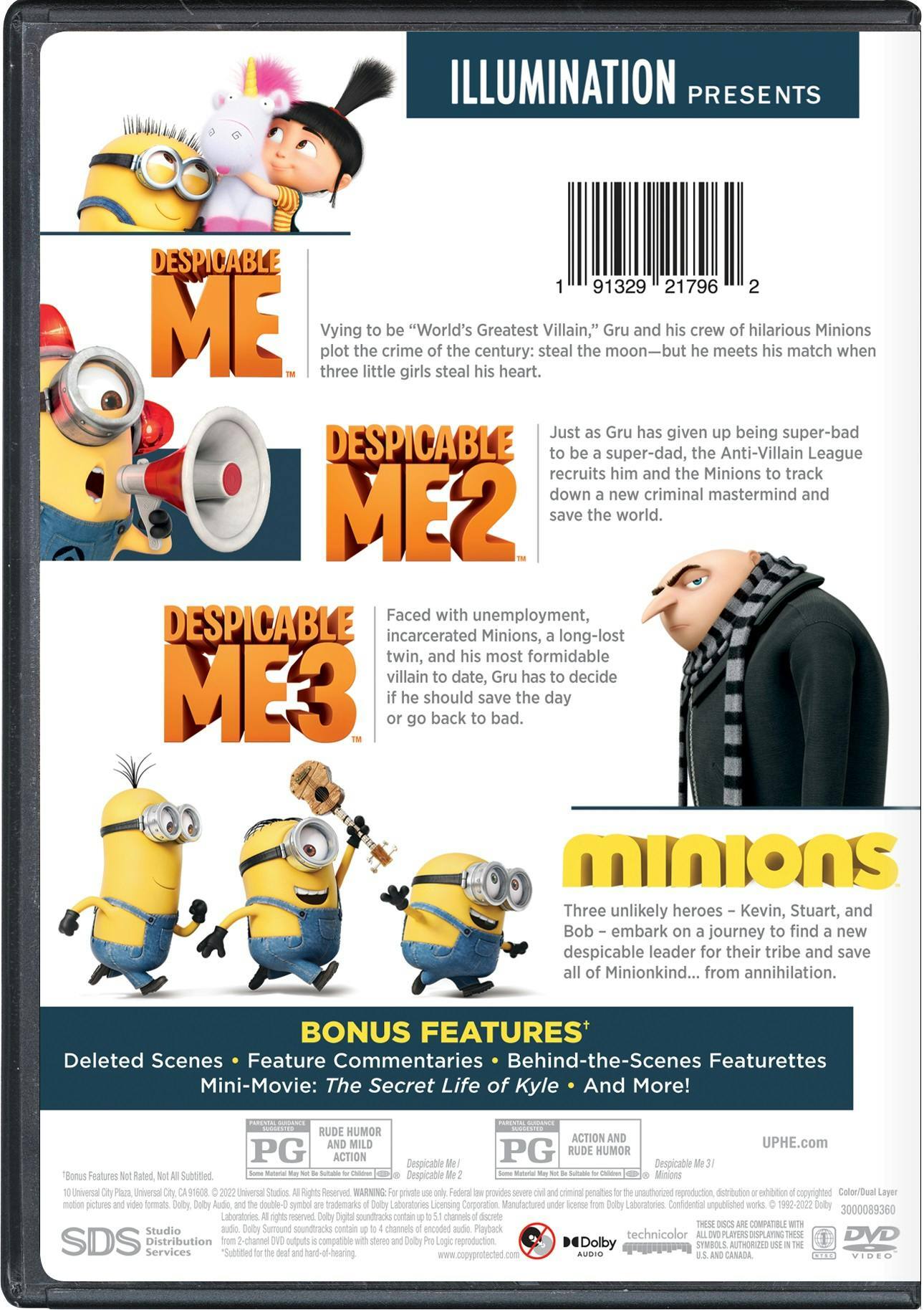 Back. Despicable Me/Despicable Me 2/Despicable Me 3/Minions (Box Set) [DVD].