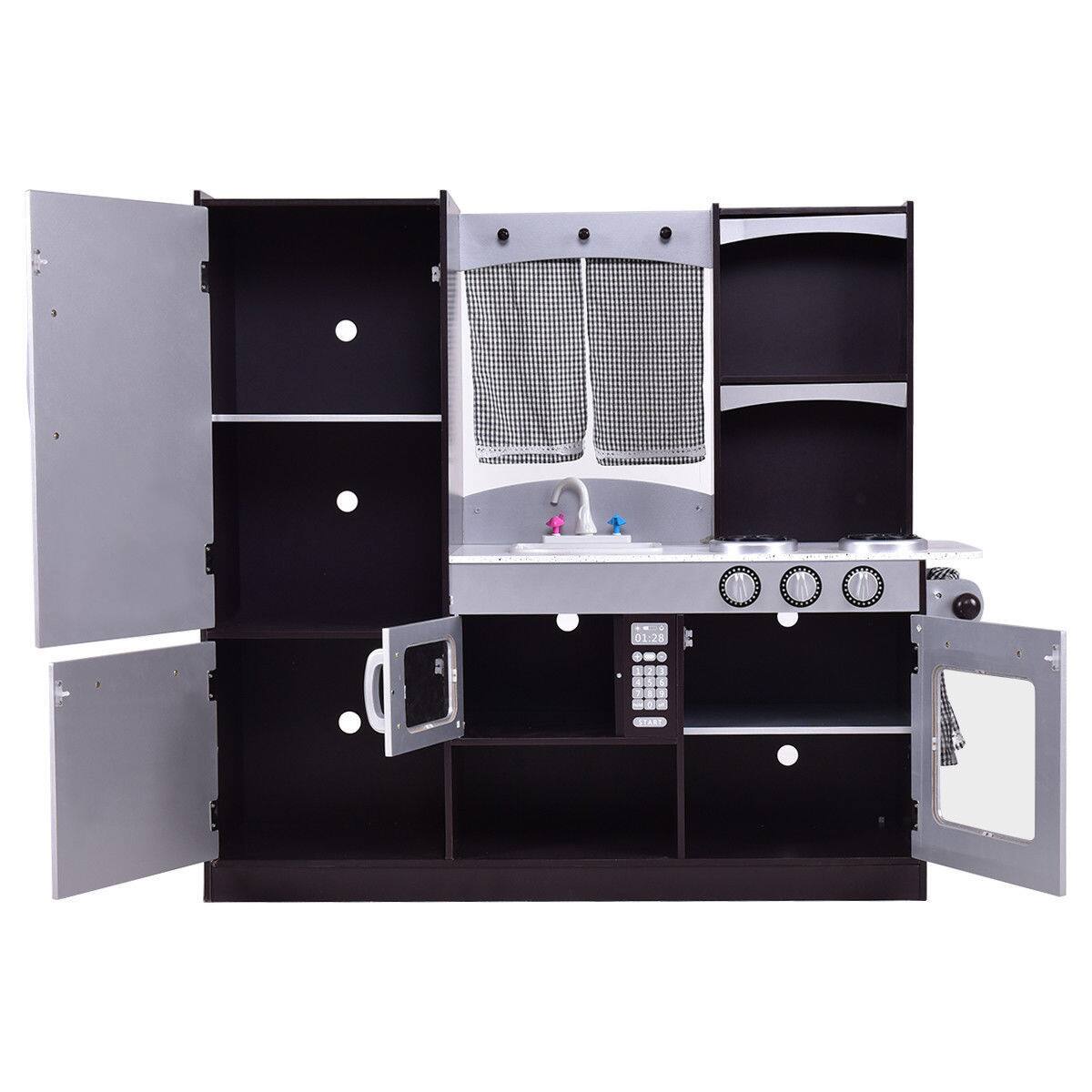 Alt View 4. Costway - Costway Kids Cooking Pretend Play Toy Children Playset Wooden Kitchen Set Gift - Multicolor.