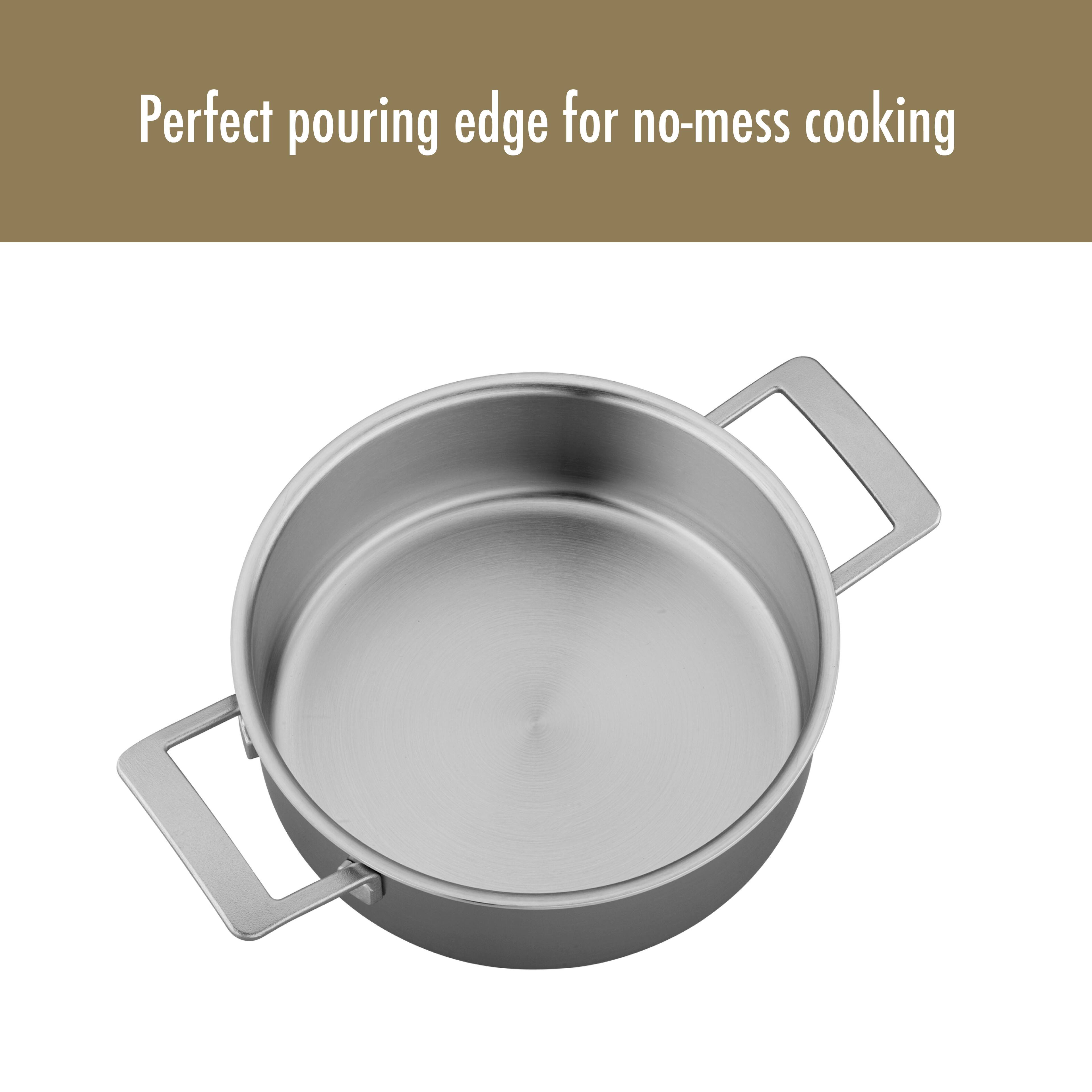Perfect pouring edge for no-mess cooking