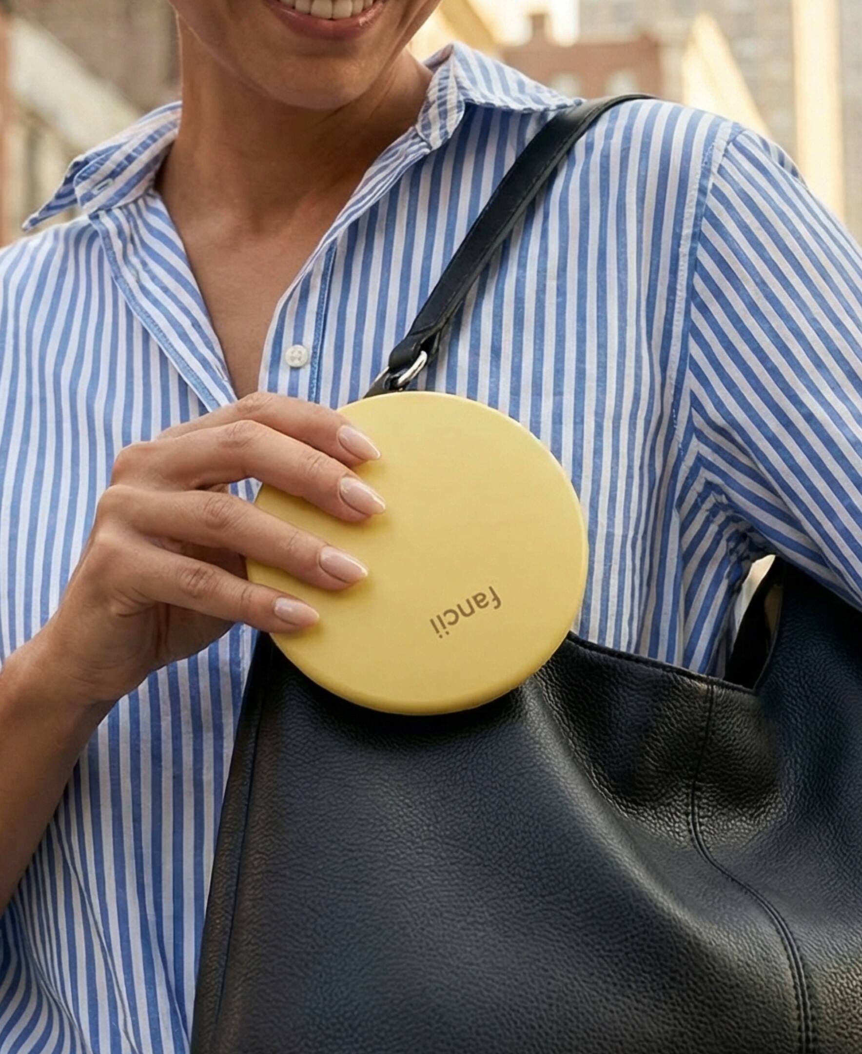 Alt View 3. fancii - Taylor LED Compact Mirror - Marigold.