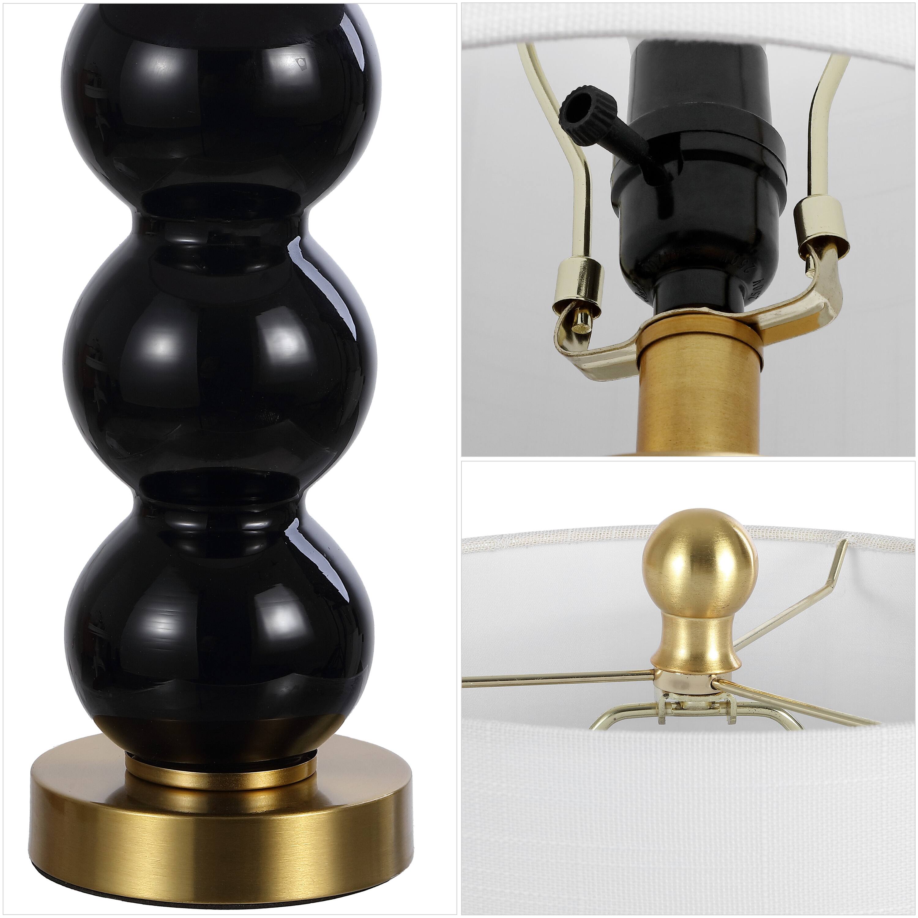 Alt View 4. Jonathan Y - February 21" Glass/Metal LED Table Lamp, Black/Brass Gold - Black/Brass Gold.