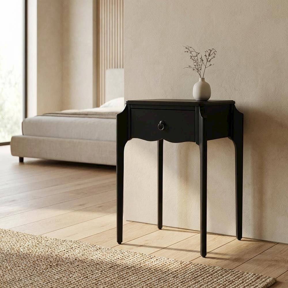Left. Starlight Canyon Home - 1-Drawer Nightstand with Distressed Finish - Black.