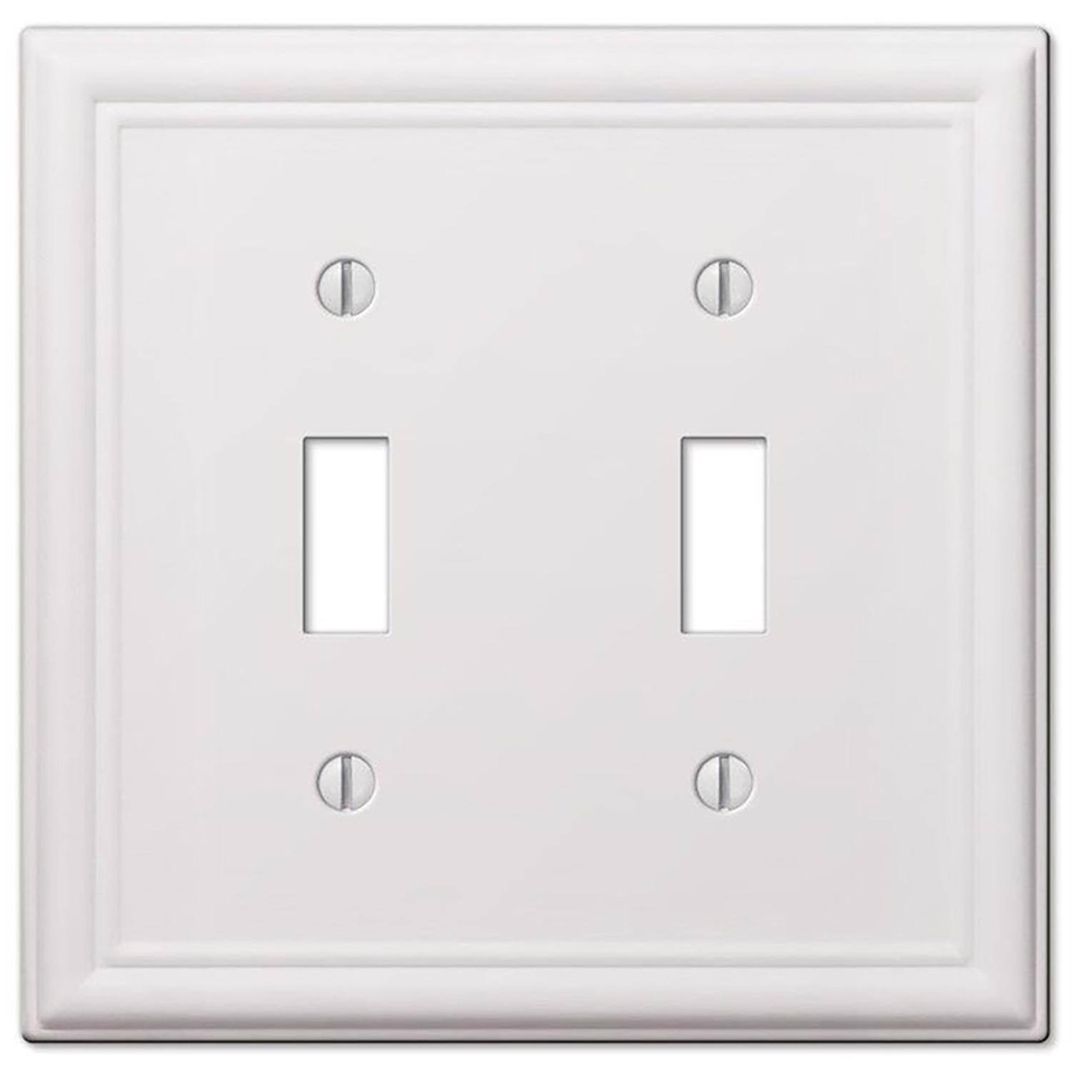 Angle. AMERELLE - Amerelle Chelsea White 2 gang Stamped Steel Toggle Wall Plate 1 pk - White.
