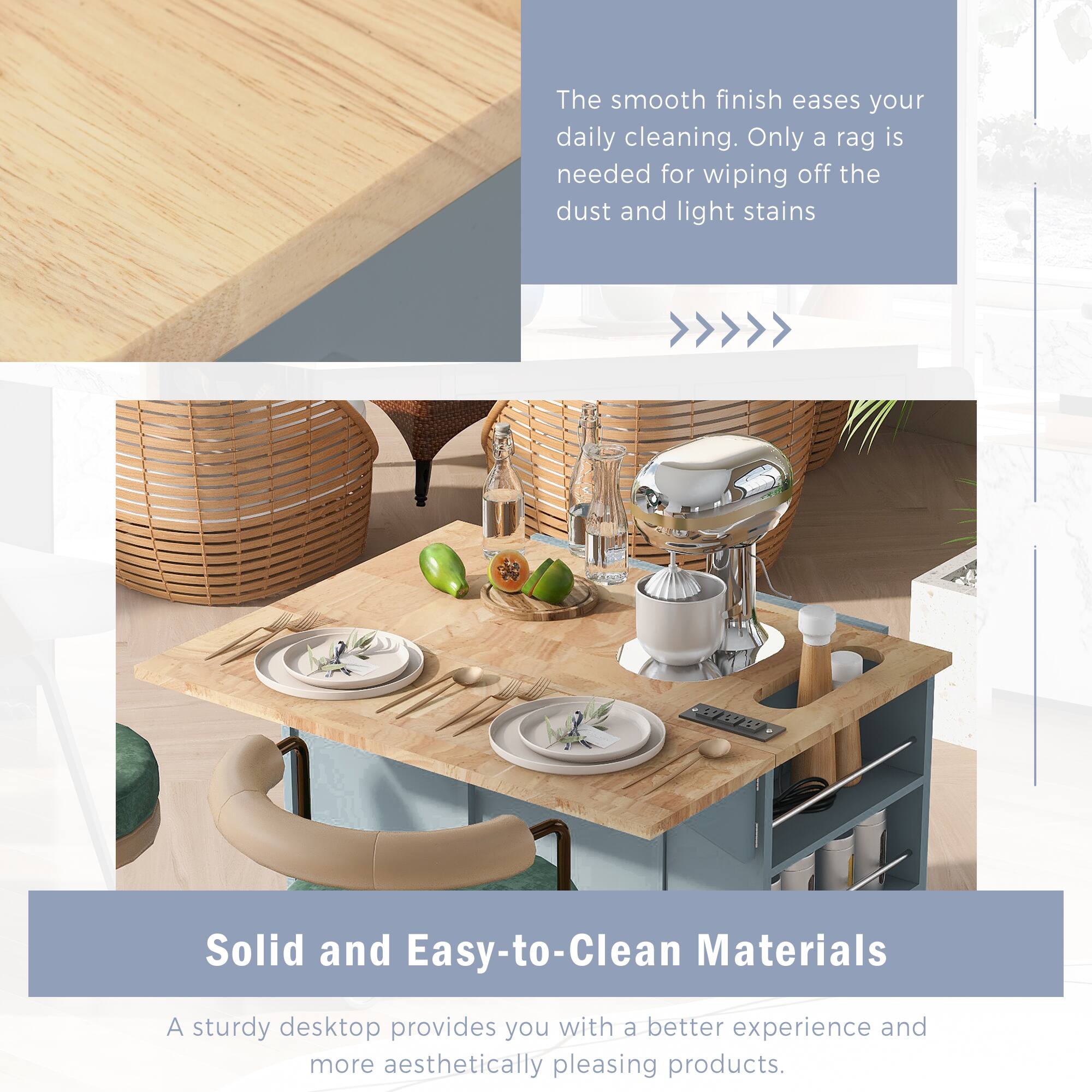 The smooth finish eases your daily cleaning. Only a rag is needed for wiping off the dust and light stains.

Solid and Easy-to-Clean Materials

A sturdy desktop provides you with a better experience and more aesthetically pleasing products.