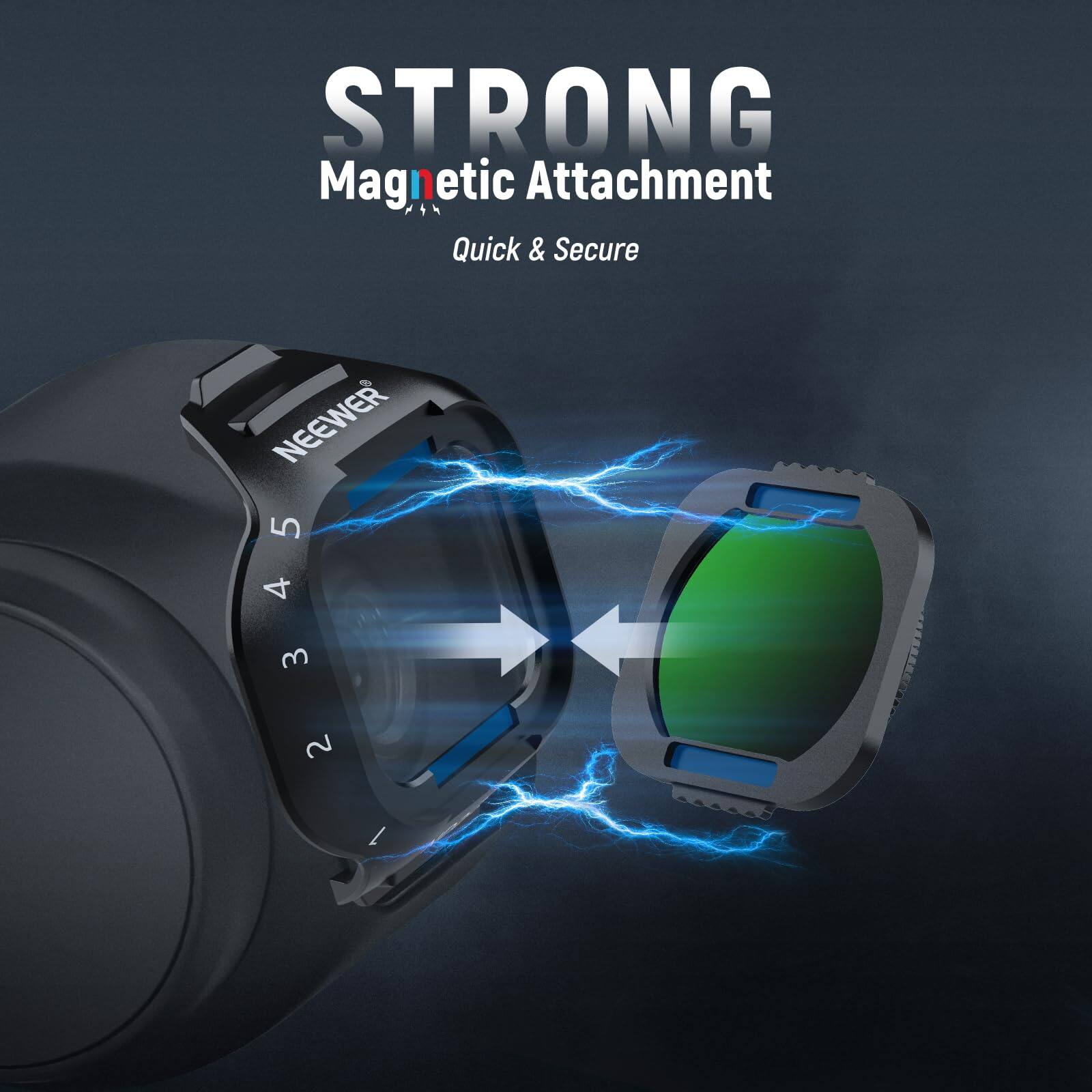 STRONG Magnetic Attachment  
Quick & Secure  

NEEWER  

5  
4  
3  
2  
1