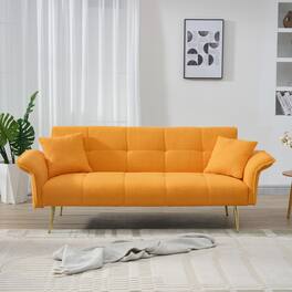 GOODSILO - Space-Saving Convertible Sofa Bed with Folding Armrests | Double Sleeper for Living Rooms & Apartments - Yellow