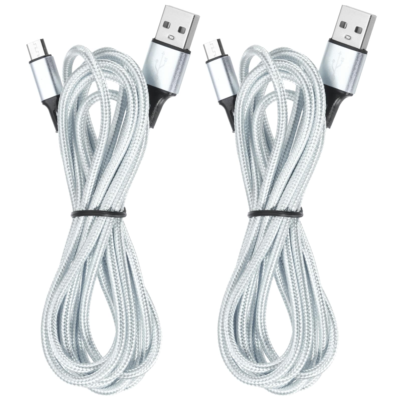 Unique Bargains - 2pcs Controller Charger Cable, 6Ft USB-A to Micro-USB Cable, Fast Charging Phone Charger Cord, USB 2.0 High Speed - Silver