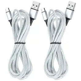 Unique Bargains - 2pcs Controller Charger Cable, 6Ft USB-A to Micro-USB Cable, Fast Charging Phone Charger Cord, USB 2.0 High Speed - Silver