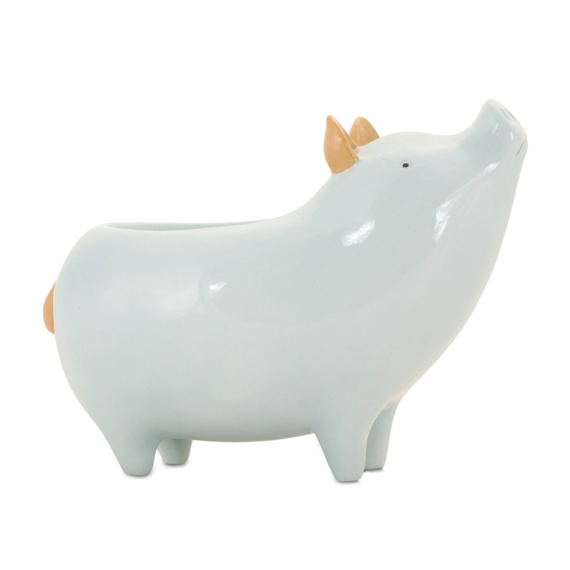 Front. BreeBe - Chic Pig Planter (Set of 4) - Blue.
