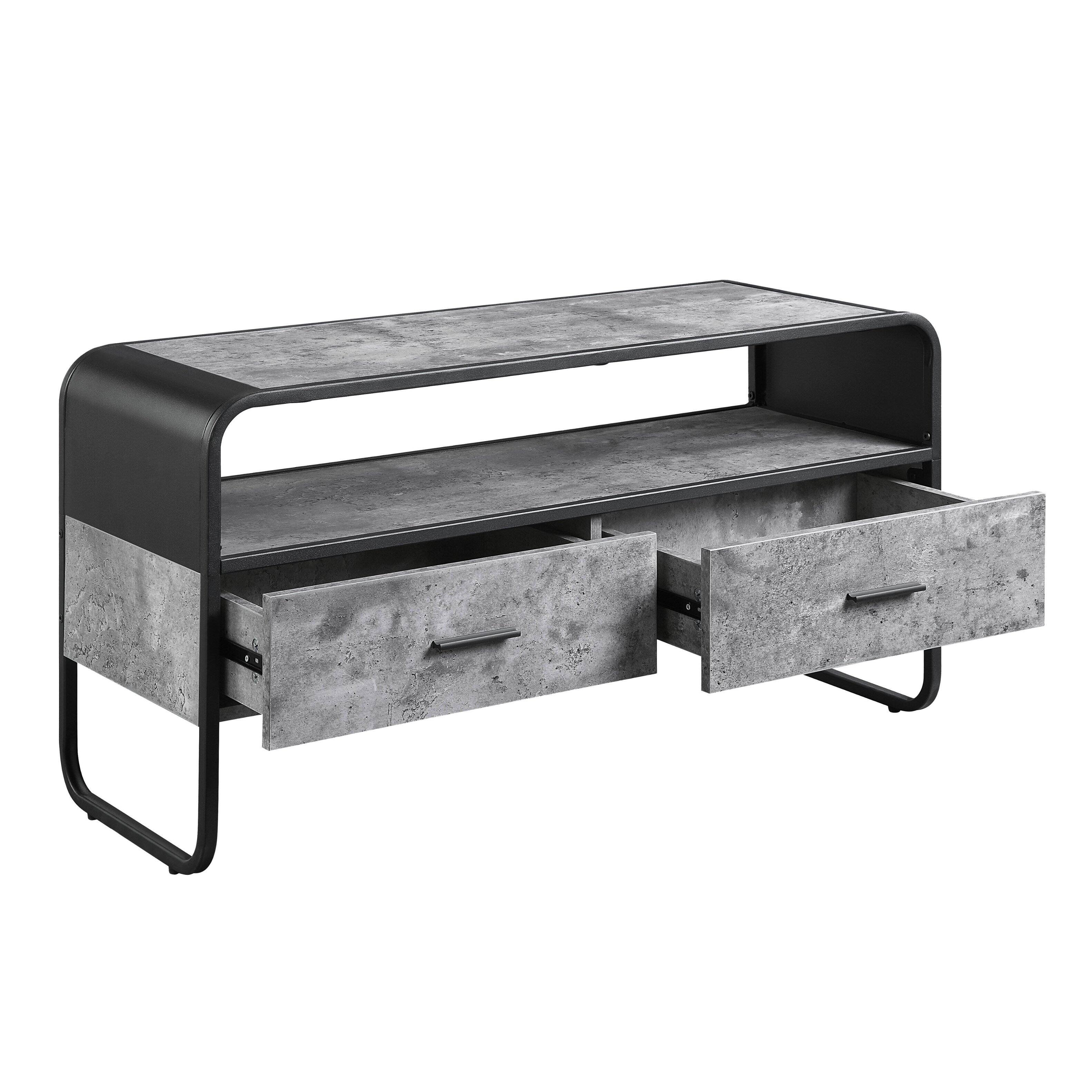 Back. Spaco - Spaco TV Stand for TVs Up to 42 Inch, Media Console with 2 Storage Drawers, Open Shelf and Metal Frame, for Living Room - Gray.
