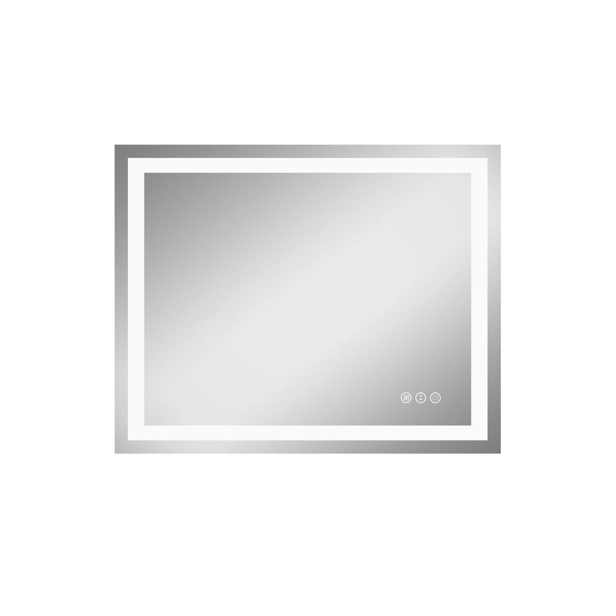 Front. Boyel Living - 32 in W x 40 in L Rectangular Frameless Wall Bathroom Vanity Mirror with Front and Backlit and Anti Fog.