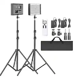 Neewer - 2-Pack Bi-Color LED Panel Kit, CRI95+, Stands