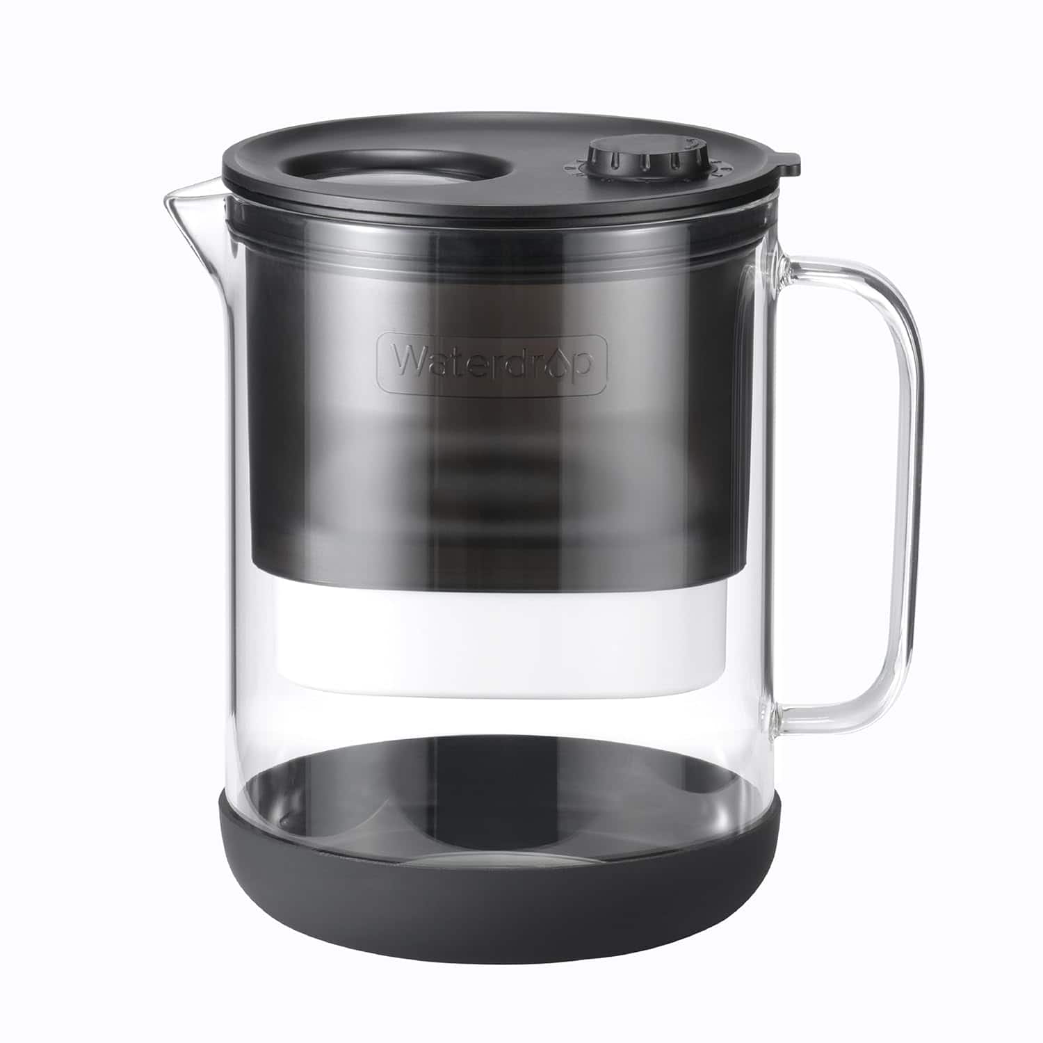Waterdrop - PT-72BL Glass Water Filter Pitcher, 7-Cup, NSF/ANSI 53, 42 & 372 Certified Filter - Black