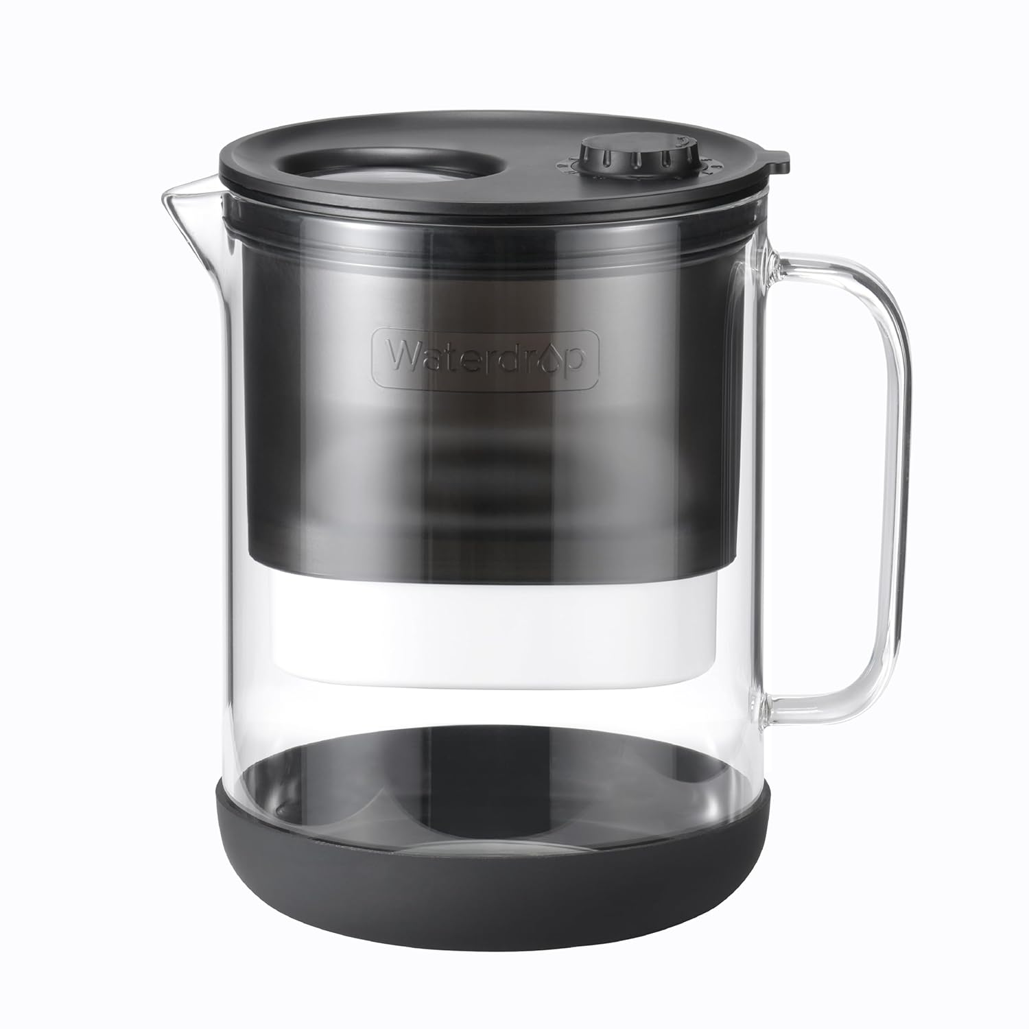 Front. Waterdrop - PT-72BL Glass Water Filter Pitcher, 7-Cup, NSF/ANSI 53, 42 & 372 Certified Filter - Black.