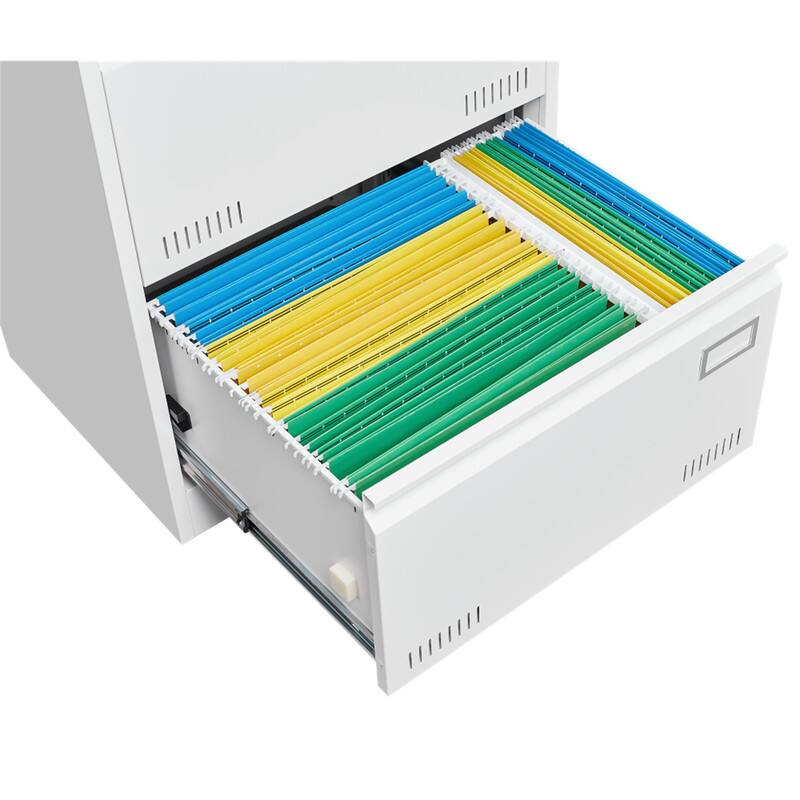 Alt View 4. HTUTWOO - Lateral File Cabinet 3 Drawer - Locking Metal File Cabinets Three Drawer with Lock Drawers for Home Office,Letter,A4,F4 - White.
