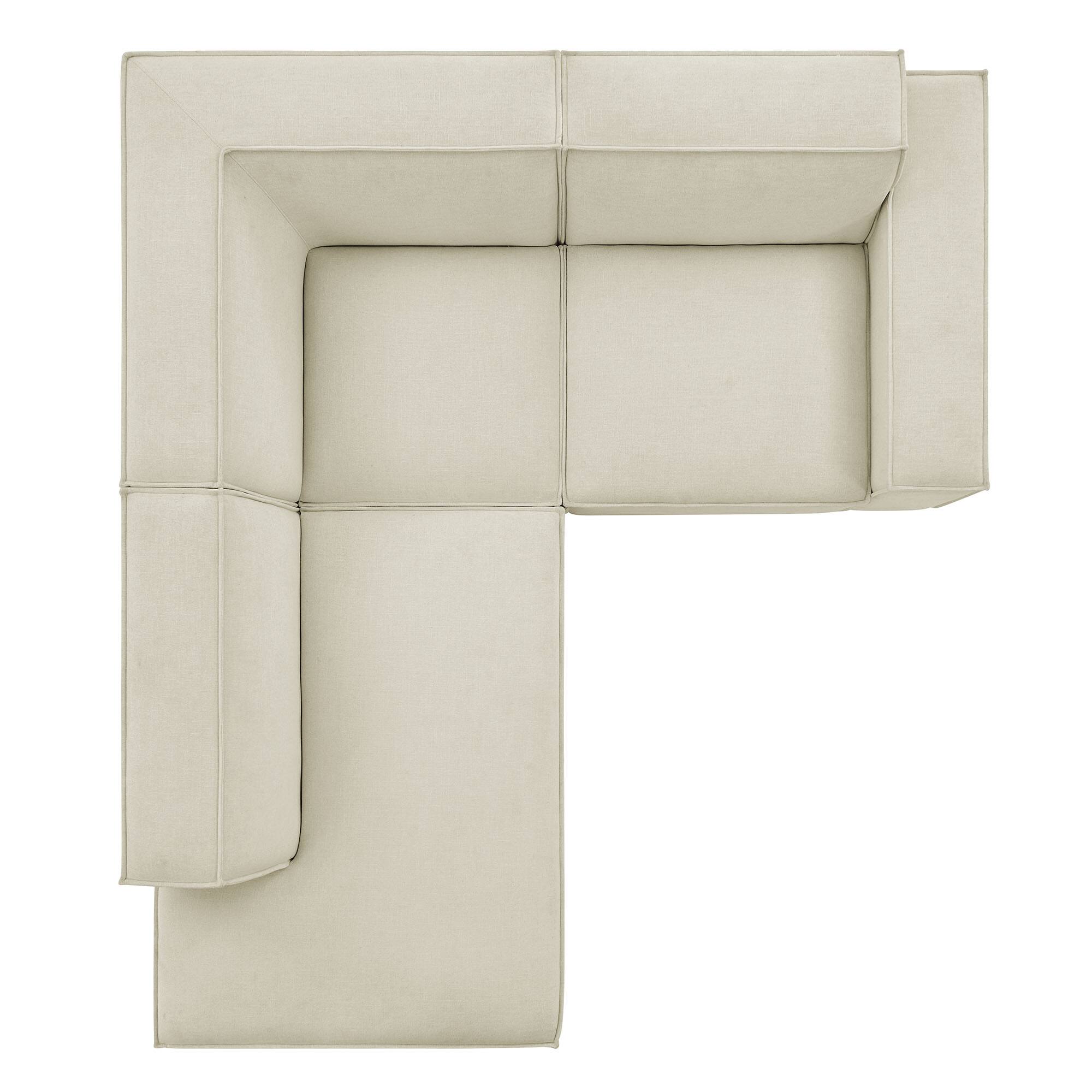 Alt View 7. Modway - Restore 3-Piece Performance Fabric Upholstered Modular L-Shaped Sectional Sofa by Modway - Ecru.