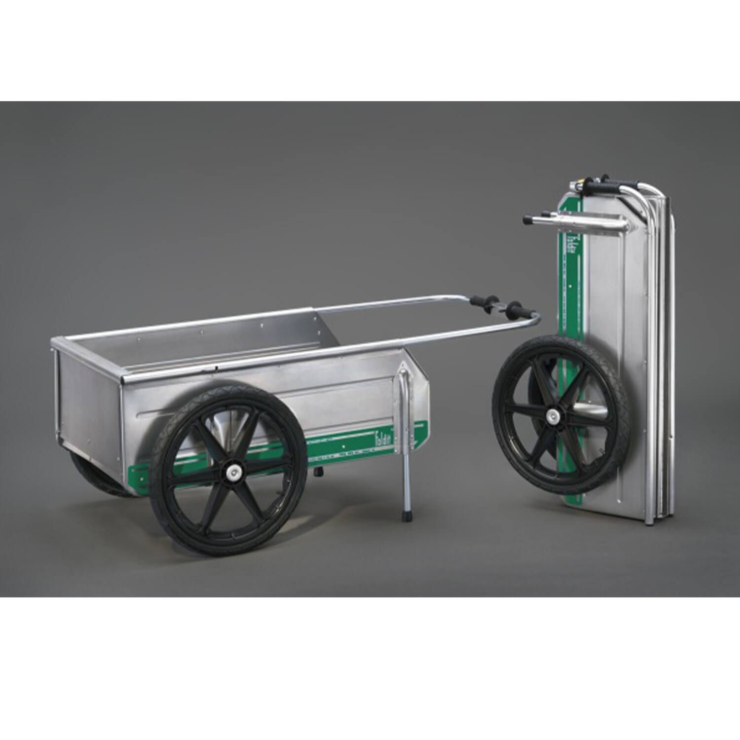 Alt View 4. Tipke Manufacturing Company - Tipke Manufacturing Company Foldit Green Stripe Folding Cart with Rear Gate - Silver.