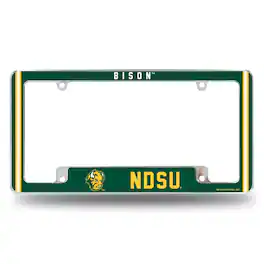 Rico Industries - NDSU Bison Chrome Metal License Plate Frame with Full Frame Team Color Graphics - Multi
