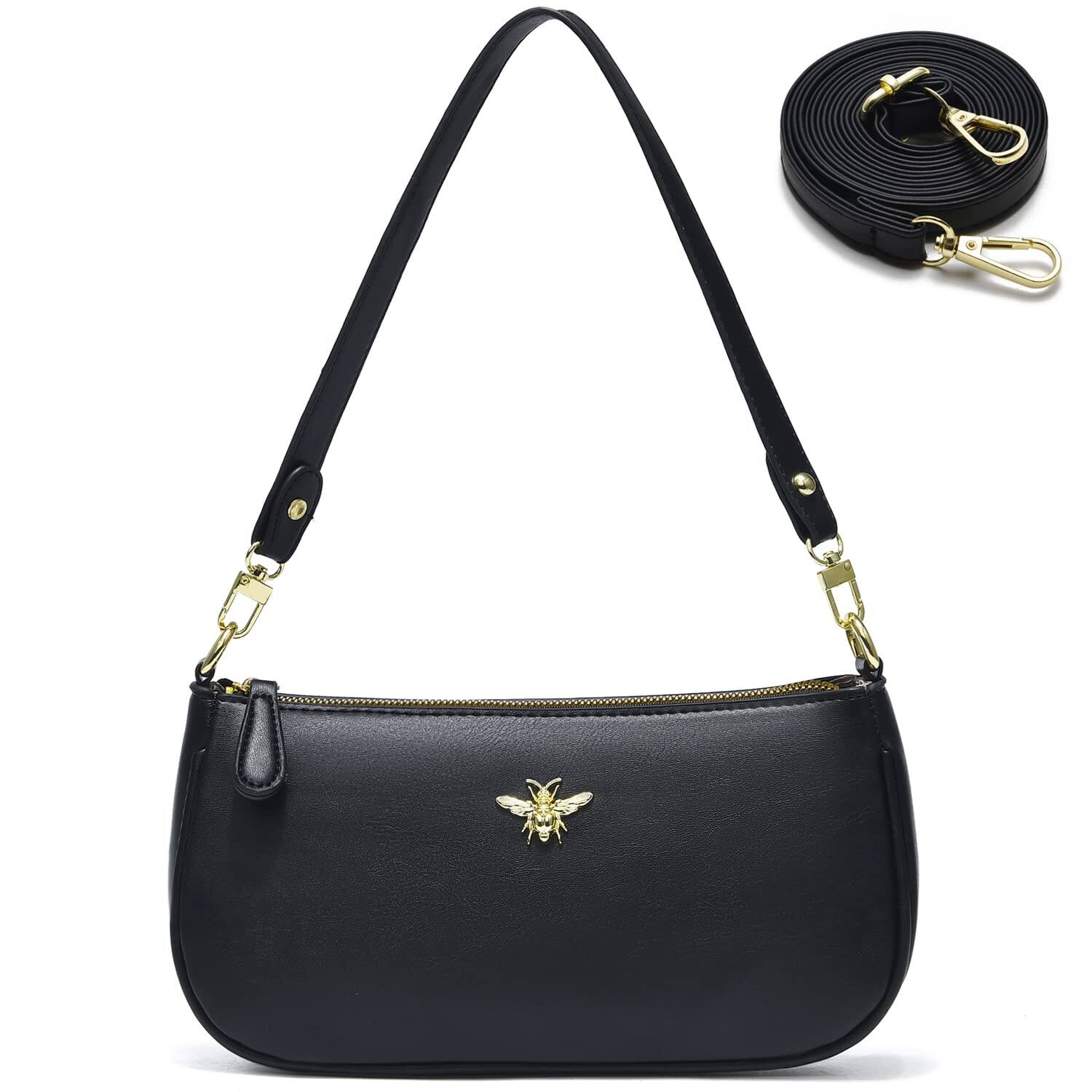 Front. Vulpecula Spade - Small Tote Shoulder Bags Purses for Women Retro Classic Crossbody Bags Cute Clutch Purse and Handbag - 0-3-black.