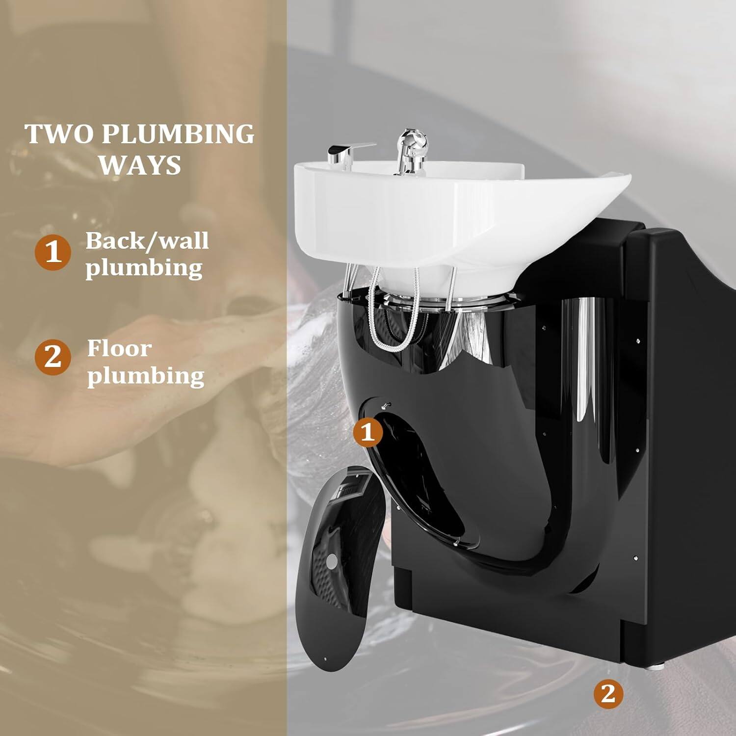 TWO PLUMBING WAYS  
1. Back/wall plumbing  
2. Floor plumbing