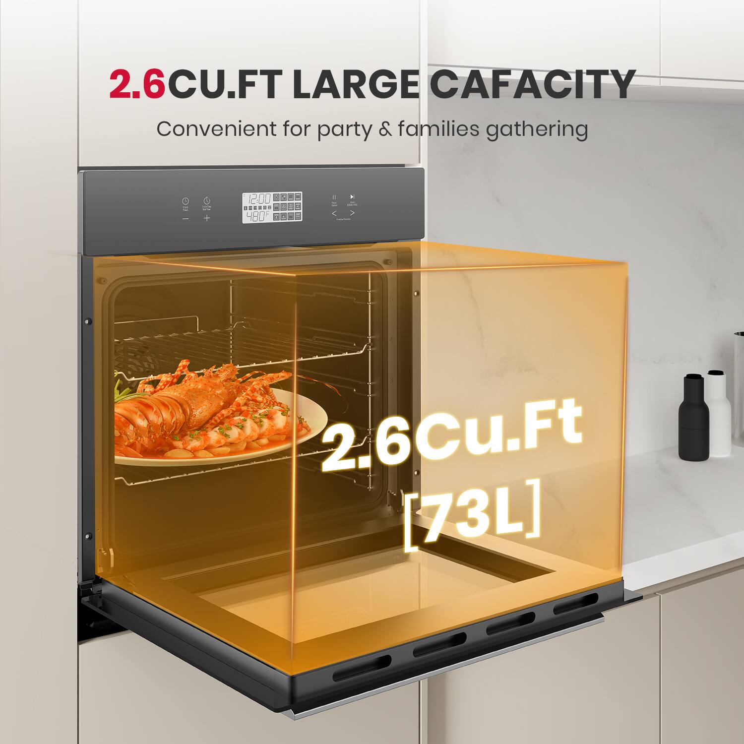 2.6CU.FT LARGE CAPACITY  
Convenient for party & families gathering  

2.6Cu.Ft [73L]