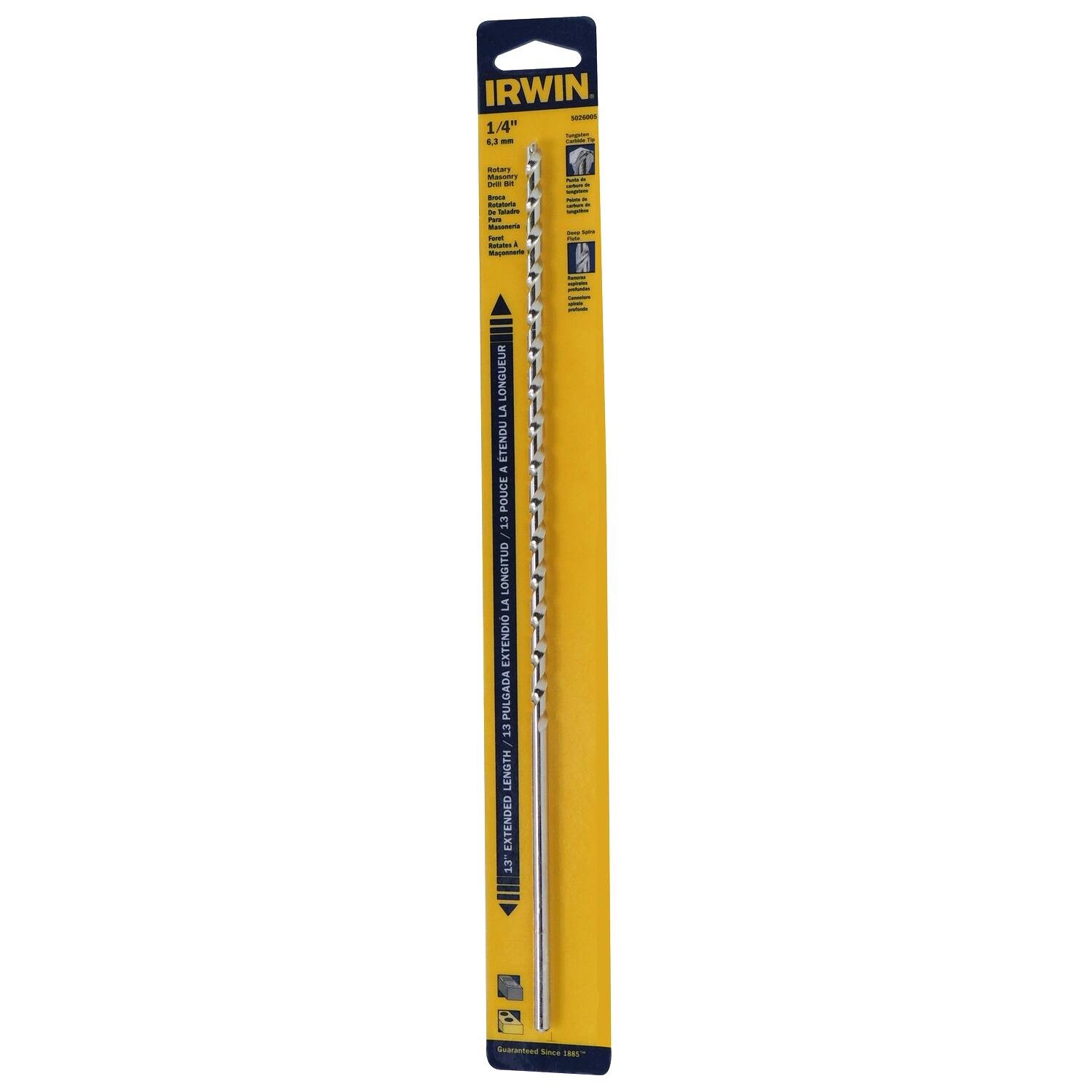 Irwin - 1/4  X 13  L Tungsten Carbide Tipped Rotary Drill Bit Straight Shank 1 pk price history on PriceWatchPro