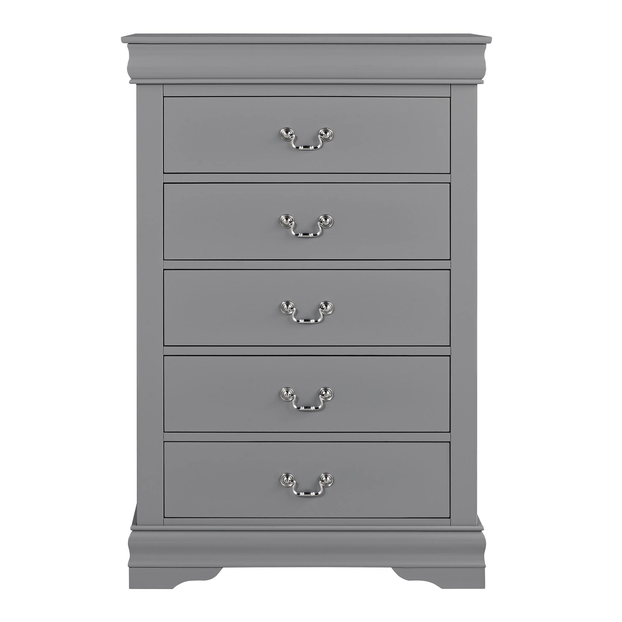 Alt View 4. Vaczon - Modern Solid Wood Chest with English Dovetail Drawers Storage for Bedroom, Living Room or Hallway Organization - Gray.