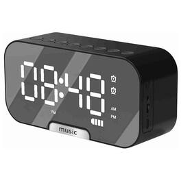 YONWAY - Portable Bluetooth Speaker, Digital Mirror Surface Alarm Clock Speaker, Rechargeable, Support TF Card for Home, Travel