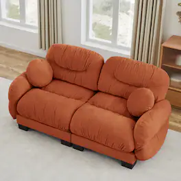 Anysun - 2-Seater Modular Sofa with Chenille Fabric, High-Density Foam & Curved Armrests, Pleated Design for Living Room - Orange