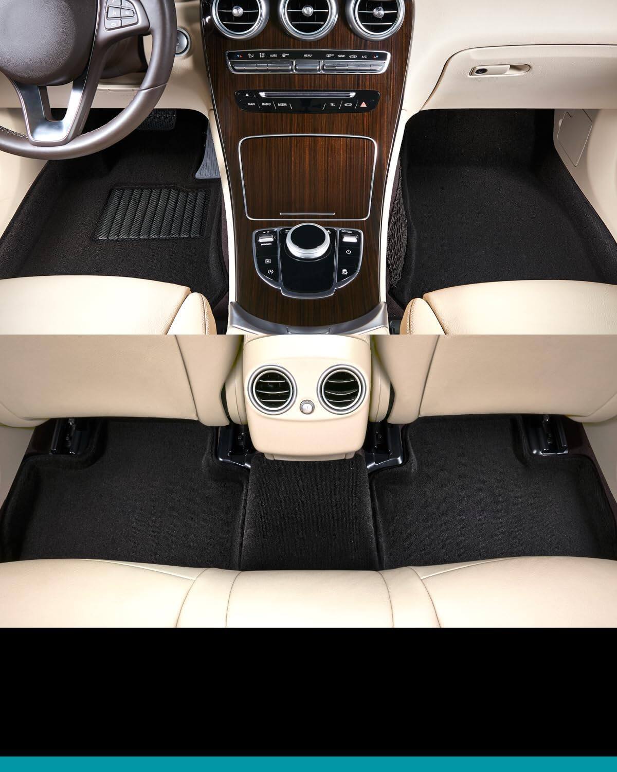 Angle. Amber Sporting Goods - 3D MAXpider Elegant Floor Mat (Black) Compatible with Tesla Cybertruck 2024-2026 Elegant Black R1 R2.