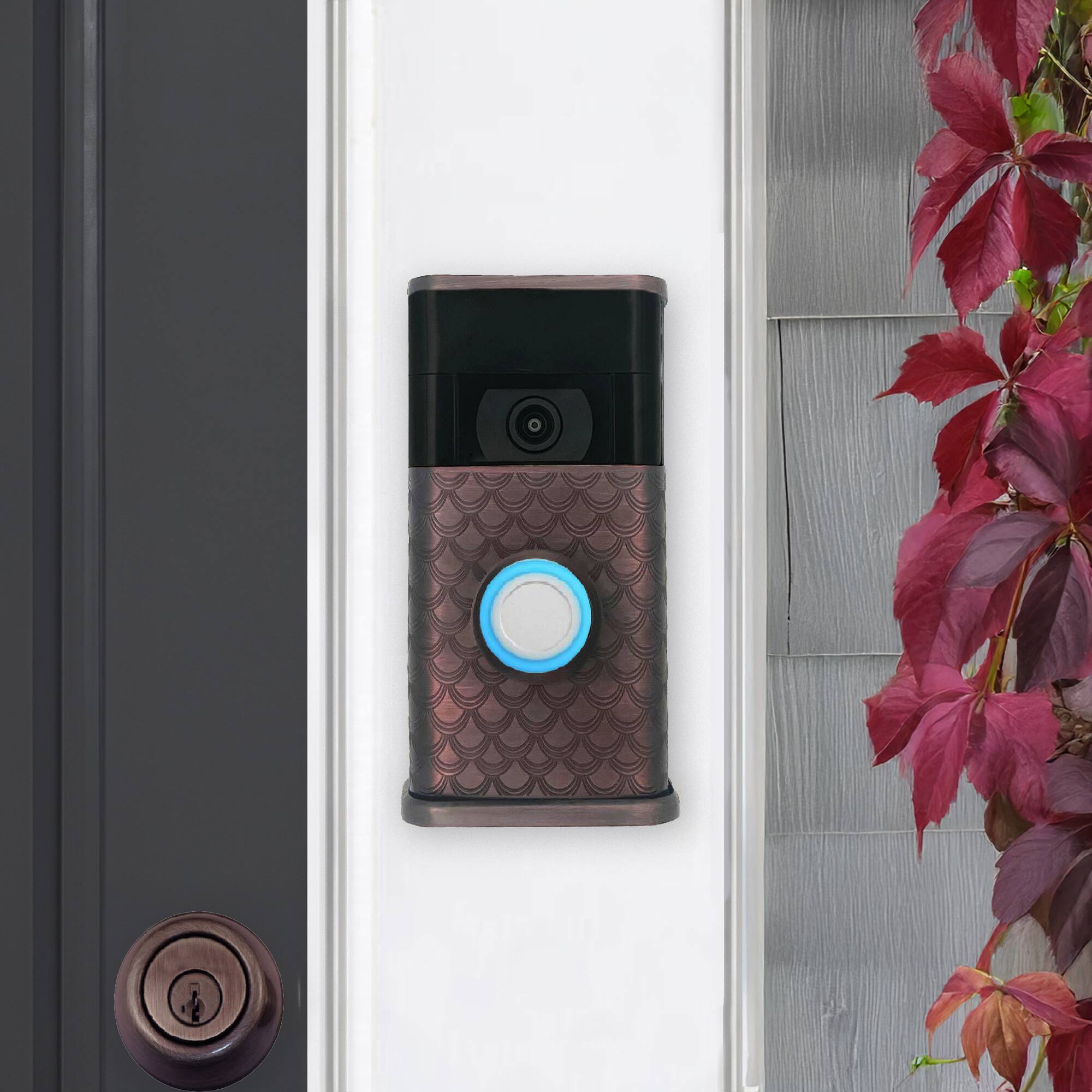 Alt View 3. Michael Healy - Scales Video Doorbell Cover (Ring 2nd Gen) - Oiled Bronze.