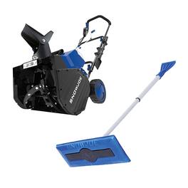 Snow Joe - 24V Electric Snow Blower IONMAX & Windshield Ice Scraper Broom Combo - Blue