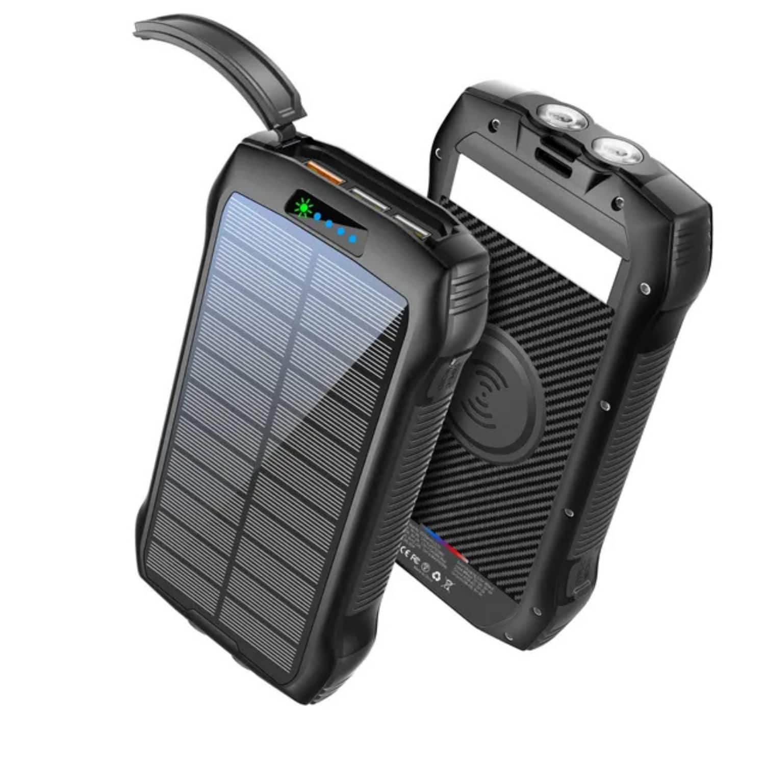 Stock Preferred - Fast Charging 33,500mAh Portable Solar Power Bank - Black